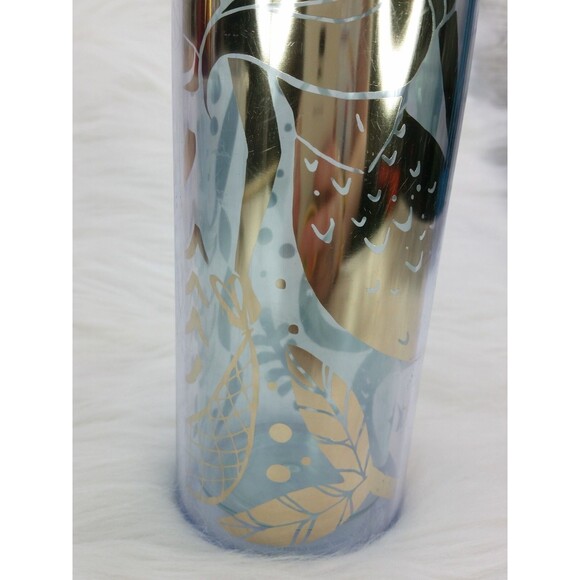 Starbucks 2020 Tumbler Gold Mint Green Mermaid Siren Clear Cold Cup 16oz - Picture 3 of 12